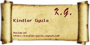 Kindler Gyula névjegykártya